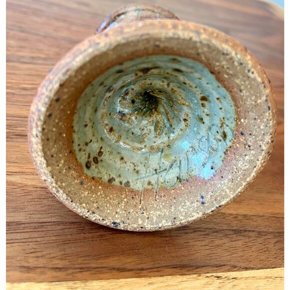 Vintage Pair of Handmade Stoneware Glazed Candlestick Holders Signed Hanson - Picture 9 of 15